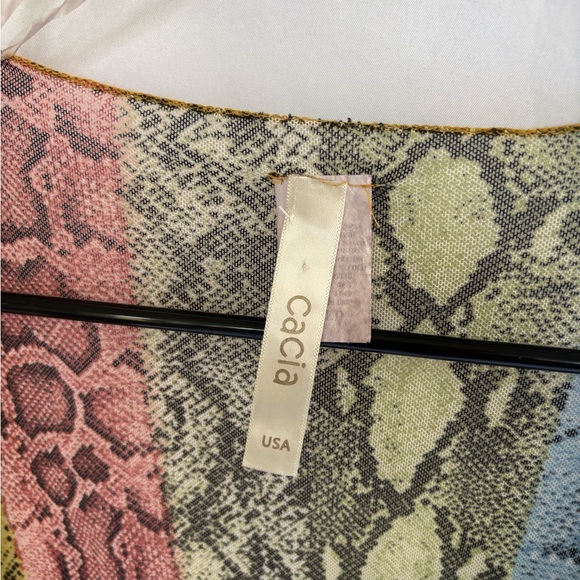 Multicolor snakeskin print sheer short sleeve open front cardigan kimono - Picture 3 of 7